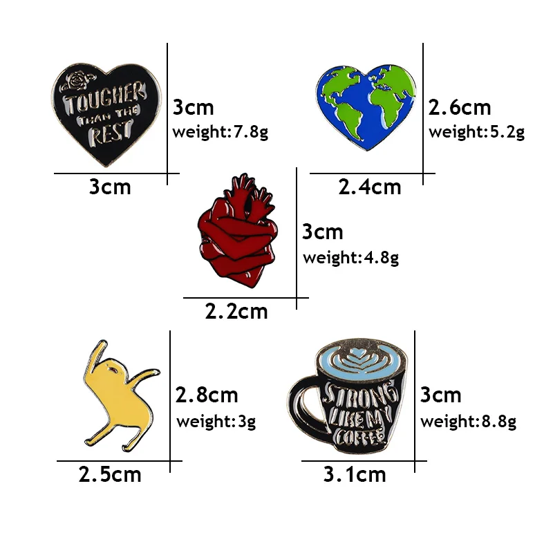 Брошь на лацкан в форме сердца органа с эмалью картой мира кофейной чашкой для