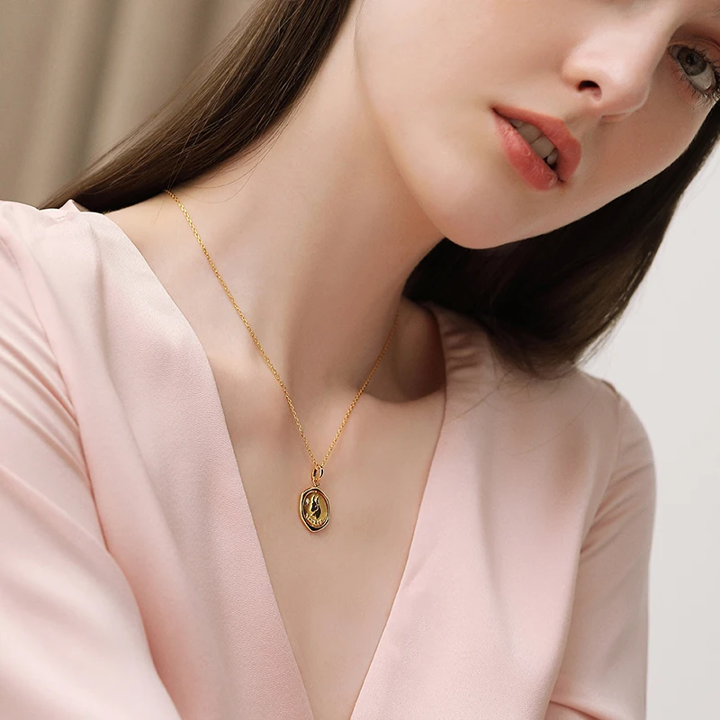 

Golden 925 Sterling Silver 12 Constellations Necklace Retro Original Design 2021 New Jewelry For Women