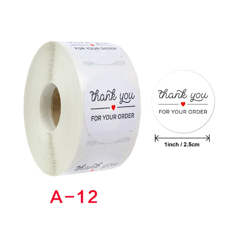 

500pcs Round Handmade White Labels Sticker Thank You for Your Order Sticker Heart Thanks for Shopping Small Shop Local Stickers