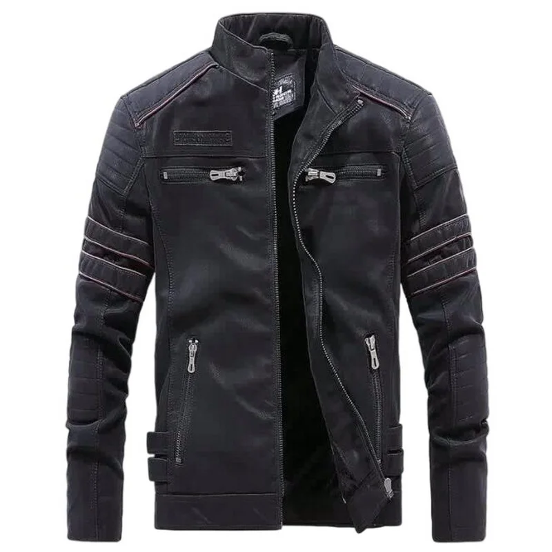 Мужская куртка из искусственной кожи бархатные кожаные куртки Мотоциклетные