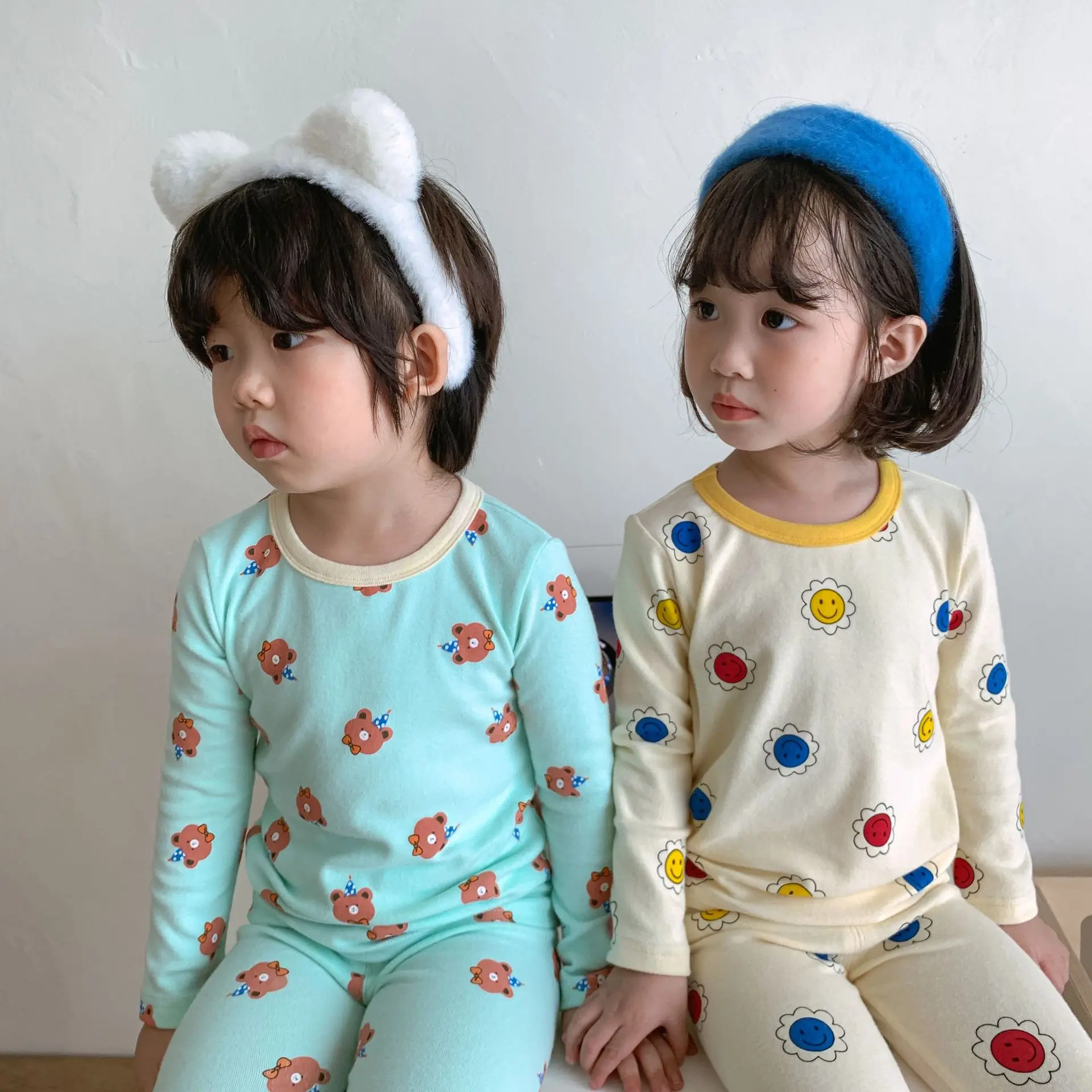 

Girl Boys Pajamas Suits Kids Baby 2021 Flower Winter Autumn Thicken Nightclothes Sleepwear Pajamas Sets Cotton Children Clothing