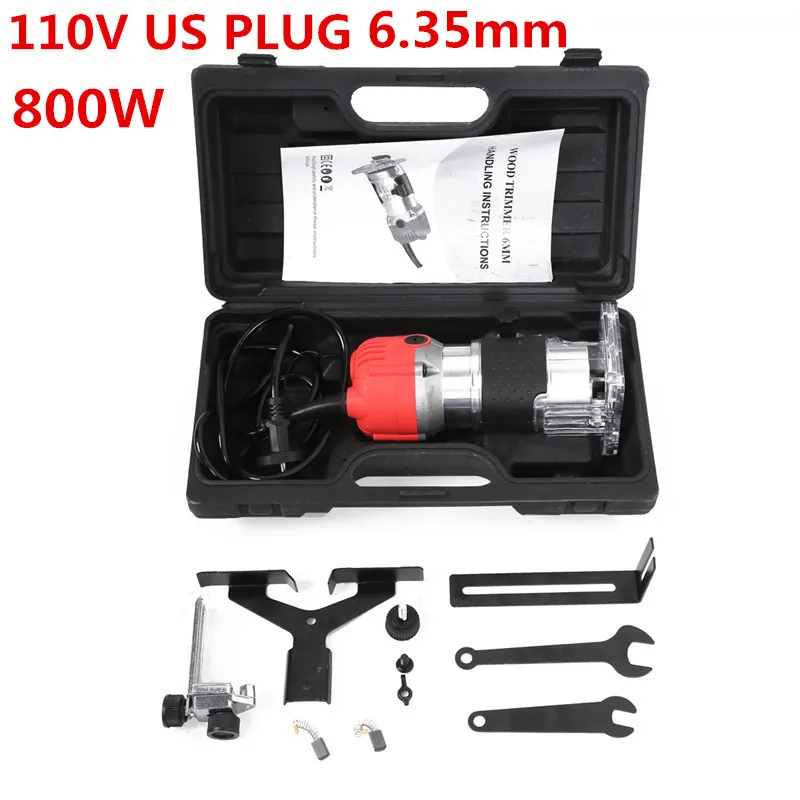 US PLUG With Case 800 Вт 30000 об/мин деревообрабатывающий Электрический обрезной станок Фрезерование древесины гравировальный долбежный станок ручная резьба по дереву фрезерный станок флип-доска - Цвет: US PLUG With Case