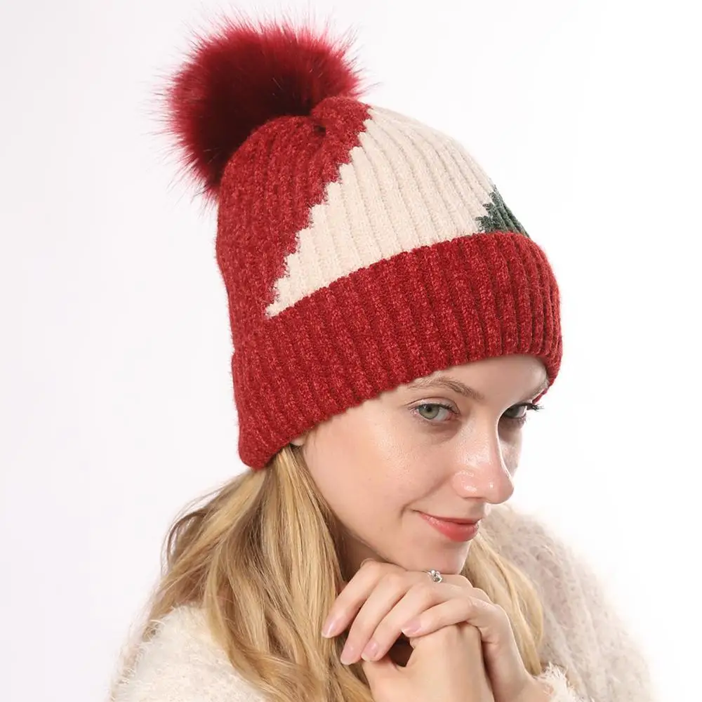 

Новая осенне-зимняя мягкая женская хлопковая простая Милая 3-цветная Лоскутная вязаная теплая шапка с ушами в стиле пэчворк вязаная шапка м...