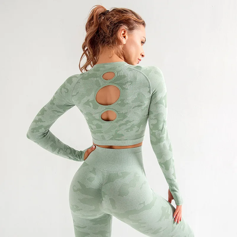 Новинка 2020 женская рубашка с длинным рукавом одежда для йоги фитнеса спортивная