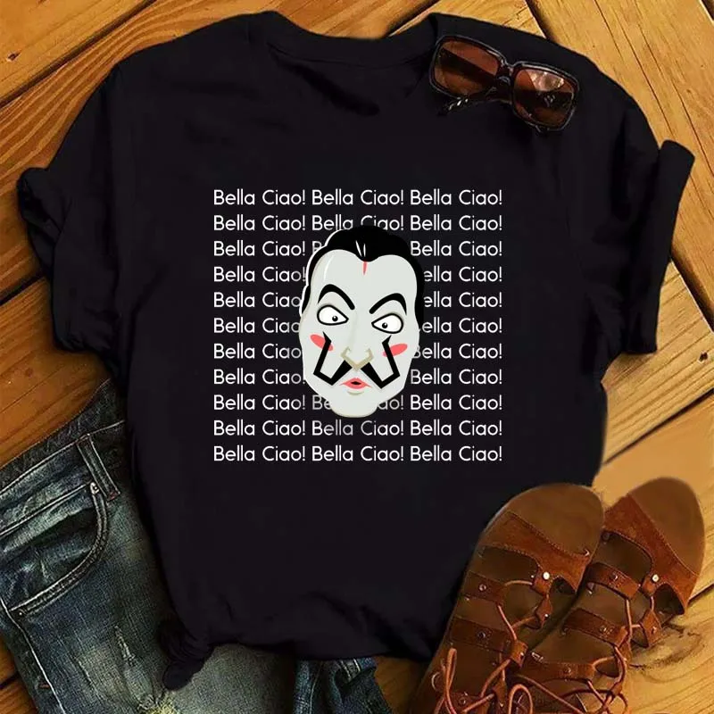 la casa de papel black tshirt money heist tees tv series t shirt women short sleeve house of paper funny female t shirt tops free global shipping
