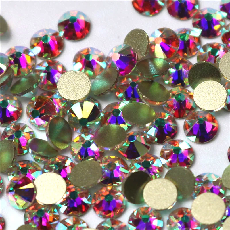 Diamantes de imitación de cristal para decoración de uñas, Super purpurina, SS3, SS4, SS5, SS6, transparente, sin pegamento
