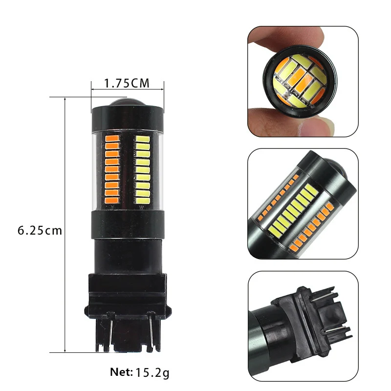 2 шт. 7443 3157 1157 Led 4014 66 SMD автомобильный светильник с поворотным сигналом светильник s Тормозная лампа 12 В двухцветная белая желтая лампа