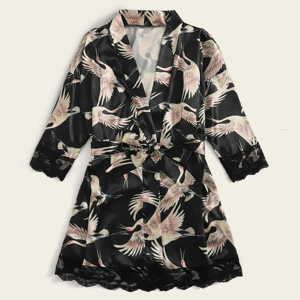 Женское нижнее белье атласная шелковая одежда для сна с длинным рукавом костюм