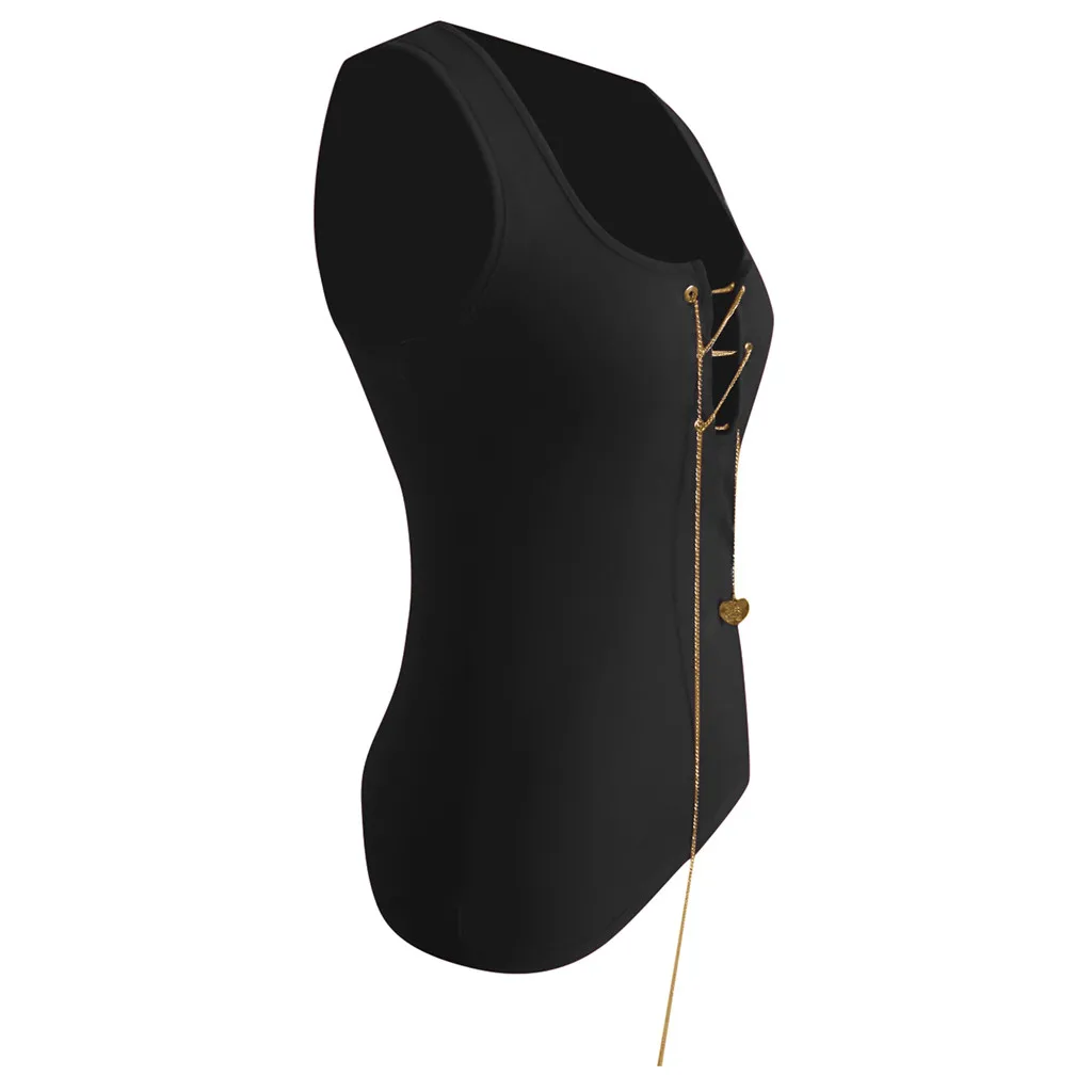 Женский сексуальный клубный жилет с глубоким v-образным вырезом на шнуровке и