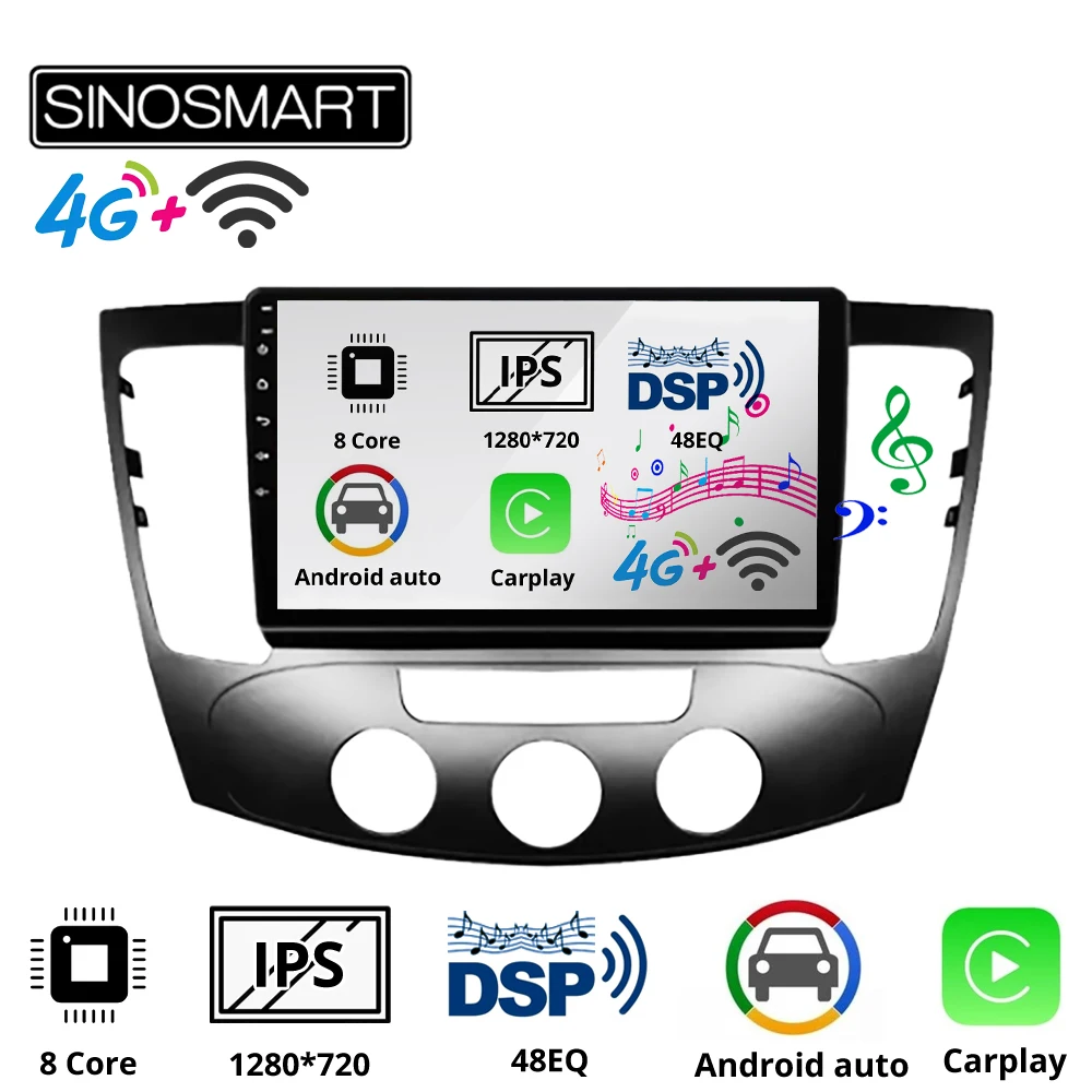 

Sinosmart 8 Core DSP 4 2Din IPS/QLED 2.5D screen car gps radio navigation player for Hyundai Sonata 2009