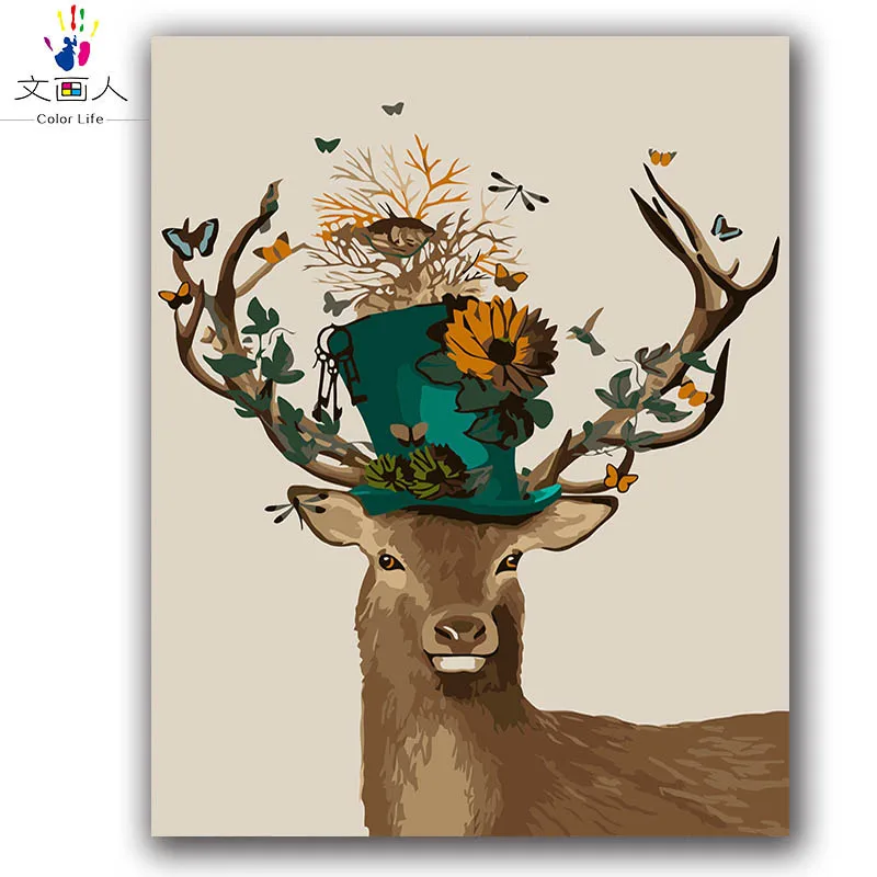 Лесной Олень джентльмен diy цифровая картина маслом по номерам ручной работы для