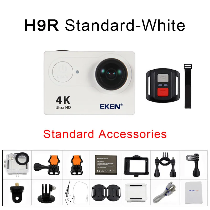 Экшн-камера eken H9 H9R wifi Ultra HD Mini Cam 4 K/30FPS 1080 p/60fps 720 P/120FPS Подводная Водонепроницаемая спортивная видеокамера - Цвет: H9R White