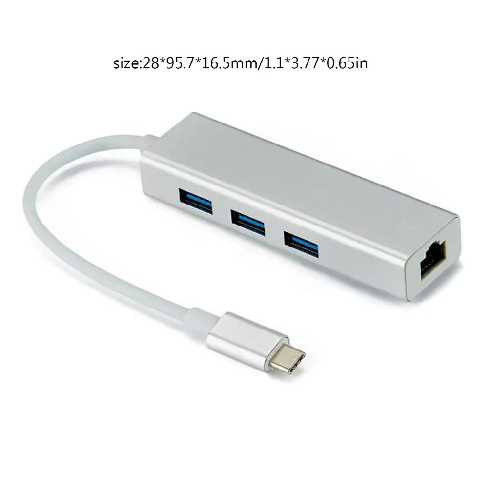 

USB 3.1 USB-C Type C 10/100Mbps Gigabit Ethernet Rj45 Lan Adapter with 3 USB 3.0 Network Card for MacBook