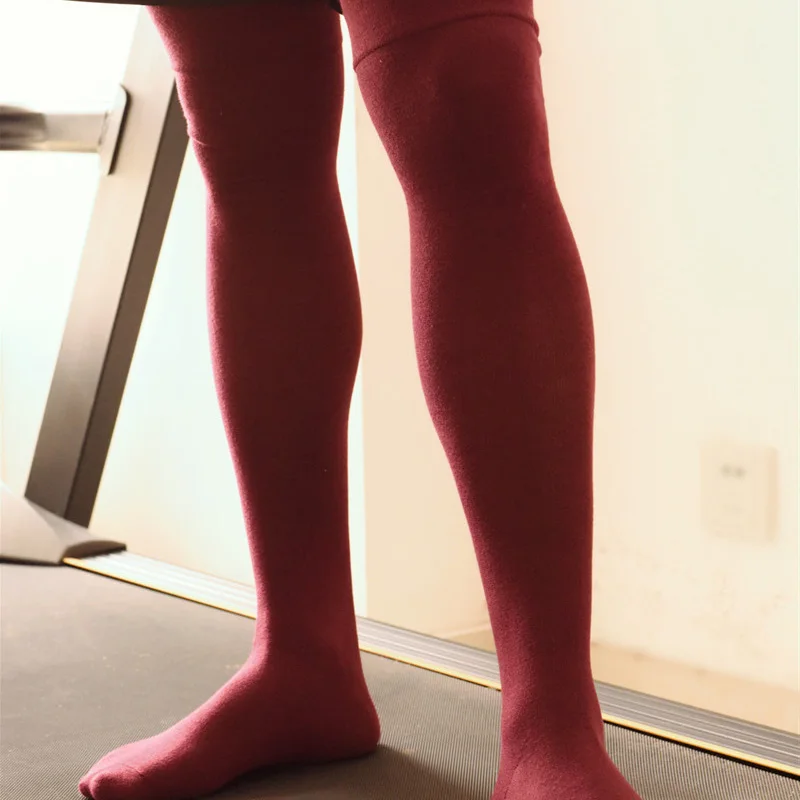 Мужские зимние теплые однотонные хлопковые носки с длинными штанинами|Мужские