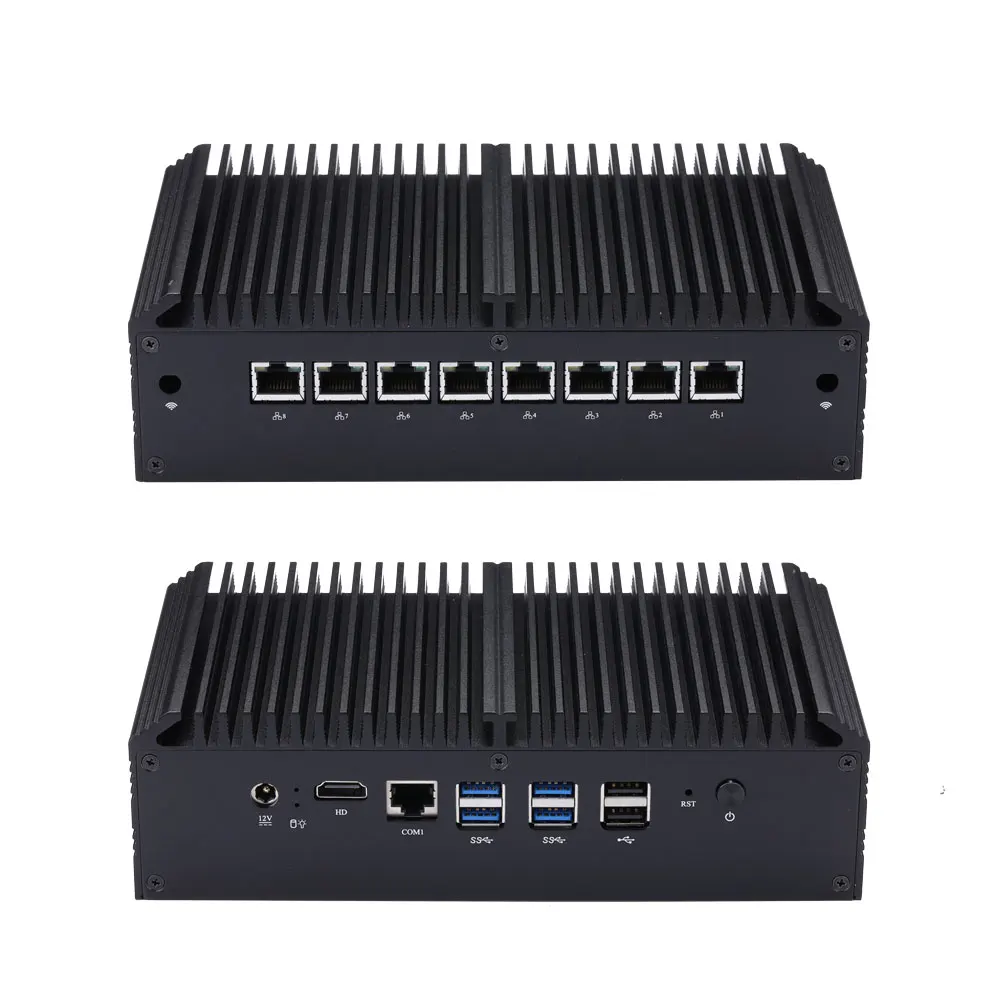 Latest New 8 Gigabit Lan Core i3 i5 i7 NIC Firewall Router AES-NI Fanless Computer,Support PFsense,Q800GE