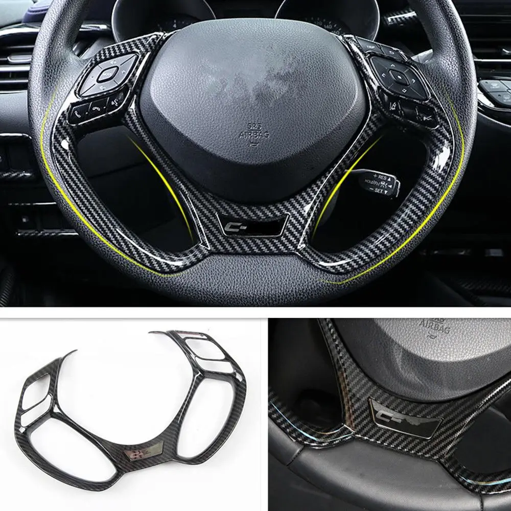 

Fit For Toyota C-HR CHR 2016 2017 2018 2019 Carbon Fiber Style ABS Inner Steering Wheel Trim 1pcs