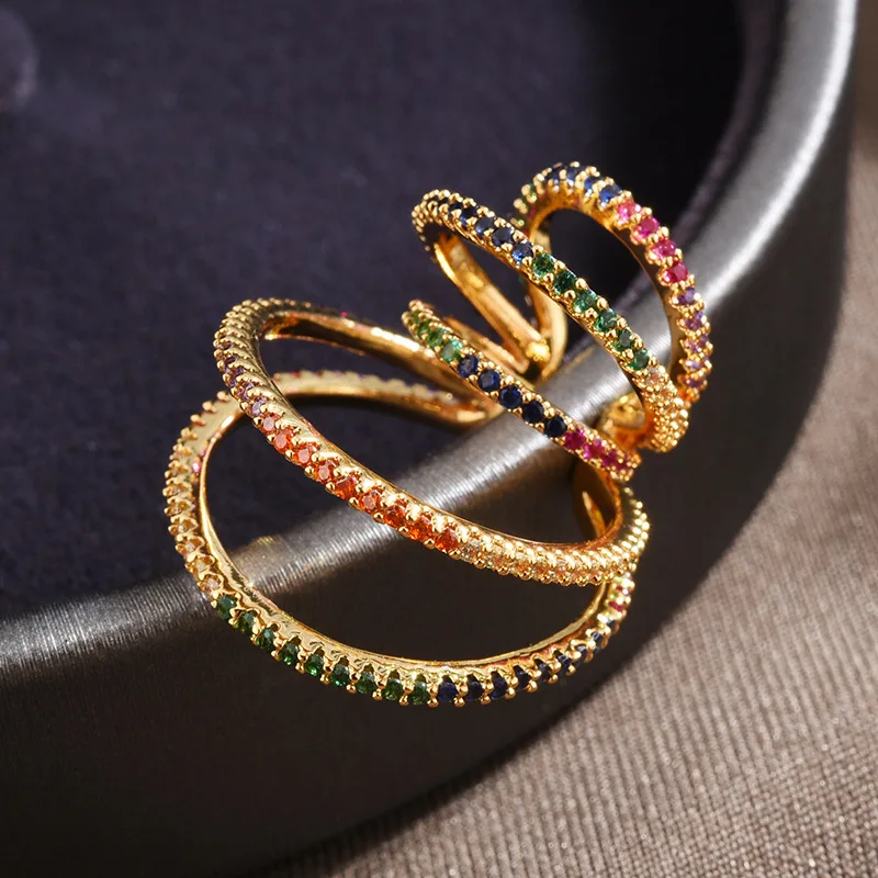 Роскошные Дизайнерские серьги клипсы золотого цвета Многослойные Круглые