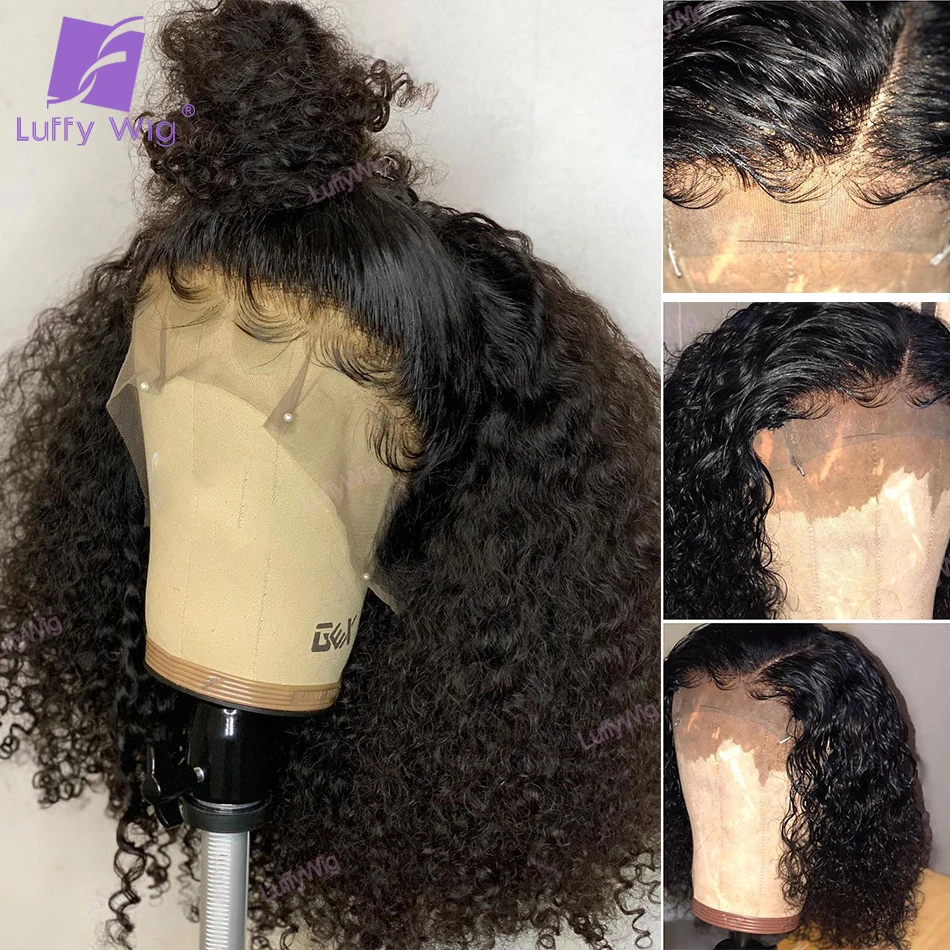 

Afro Kinky Curly Wig Human Hair Brazilian Remy 13X6 Lace Front Wigs Glueless 250 Density Pre Plucked For Black Women luffywig