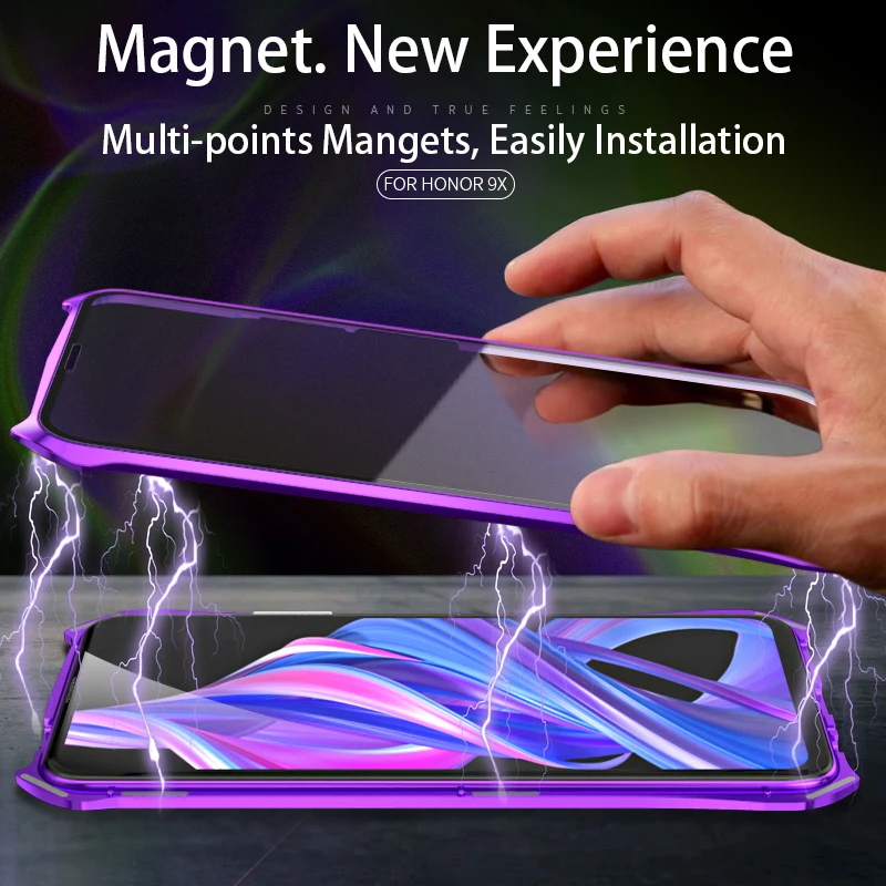 Магнитный чехол Luphie для Huawei Honor 9x Pro полное переднее и заднее стекло 9h закаленная