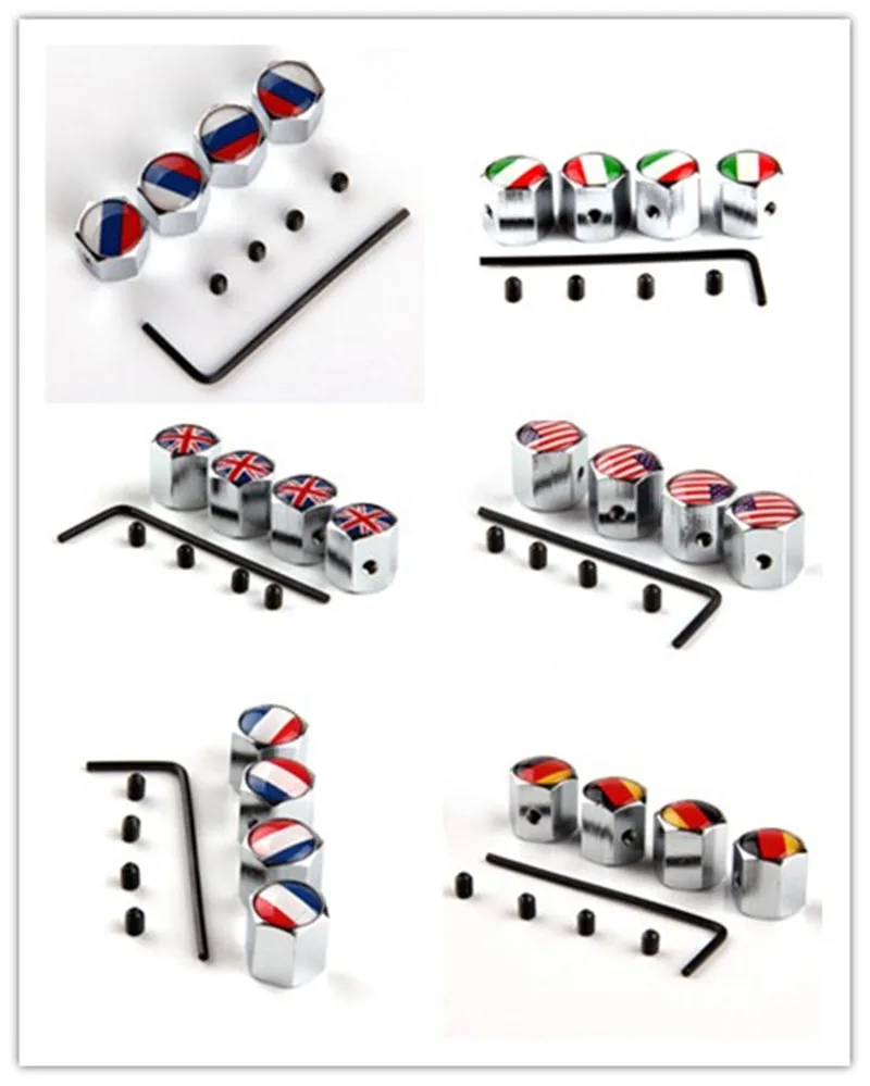 Автомобильные воздушные колпачки POSSBAY Антивор нержавеющая сталь серебро флаг