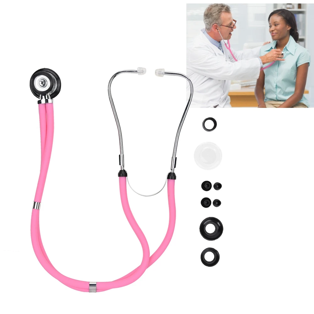 

Portable Medical Lightweight Aluminum Alloy Dual Head Acoustic Stethoscope Device Stethoscope Equipment Doctors Nurses Tool Pink
