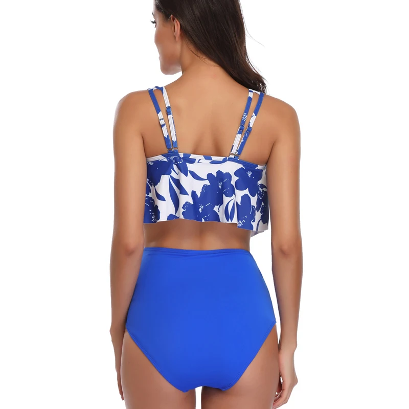 Женский купальник с высокой талией купальник-бикини размера плюс листьями