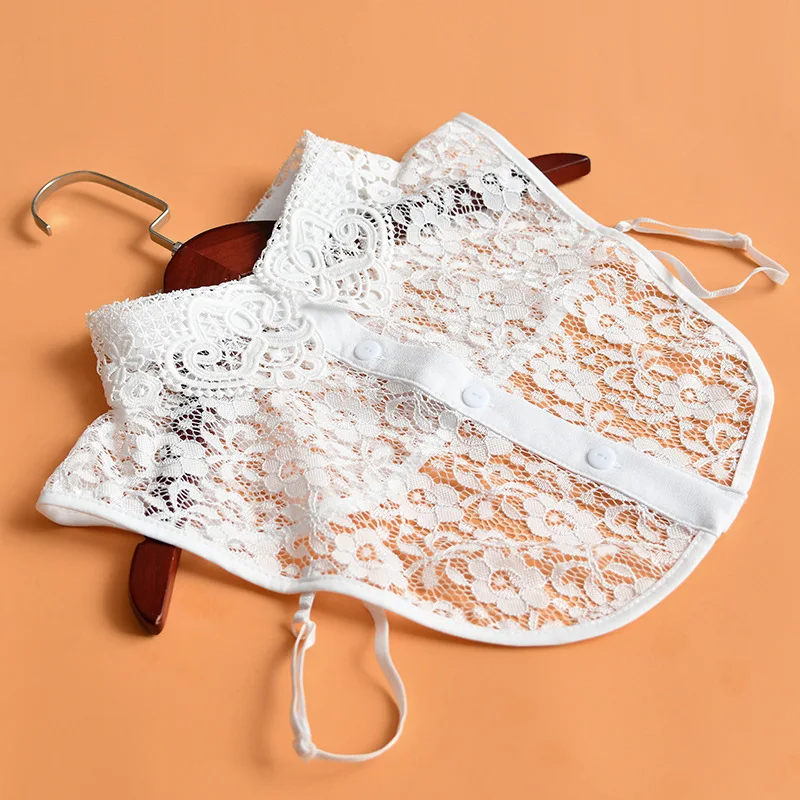 

Vintage White Lace Detachable Collars For Women Floral Hollow Out False Collar Shirt Fake Half Shirt Collar Removable Faux Col