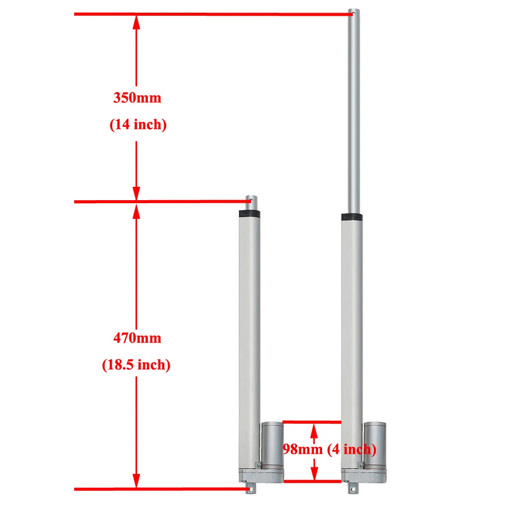 

350mm 14" Stroke 1500N=150KG Load 5.7mm/s Electric 330lbs Linear Actuator for Solar Tracker 12V DC Linear Tubular Motor Motion