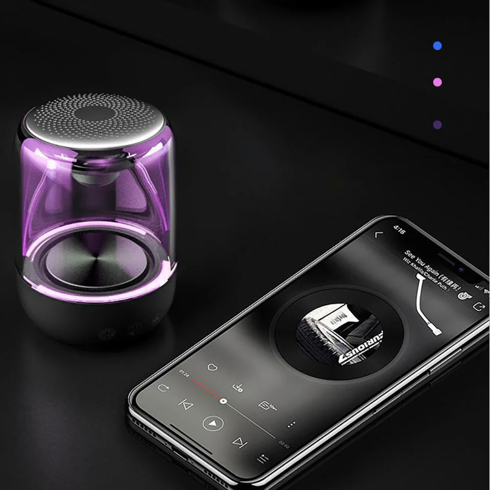 Портативная беспроводная стереоколонка TWS Bluetooth сабвуфер с прозрачным дизайном