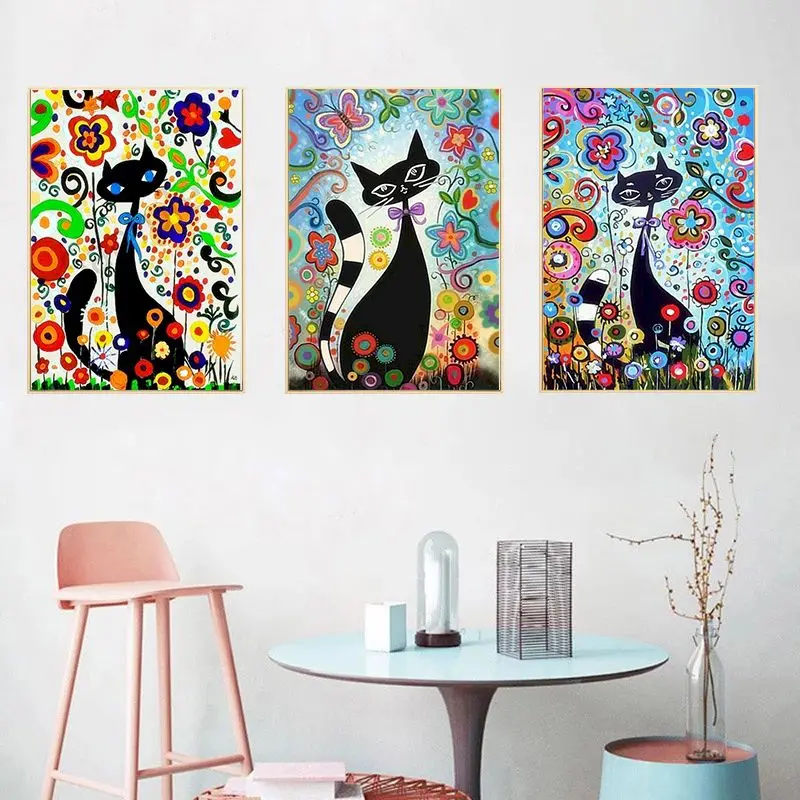 

RUOPOTY 60Ã—75cm Frame Painting By Numbers Handpainted Kits Cartoon Cat Canvas Drawing Acrylic Paints Wall Artwork Home Decor