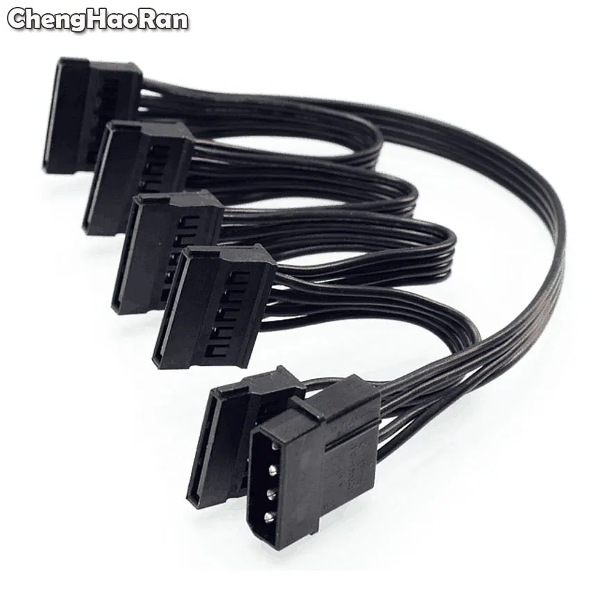 ChengHaoRan черный DIY 4Pin 18AWG провода для жесткого диска IDE/SATA Molex до 5-Порты и разъёмы 15Pin