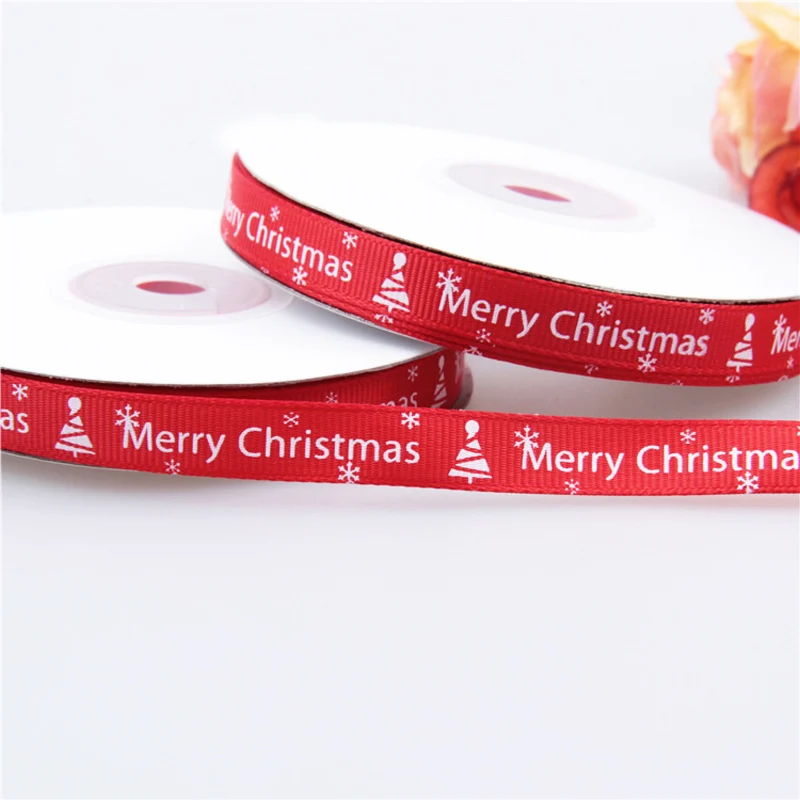 5 ярдов/рулон зеленые/красные ленты для украшения рождественской тематической