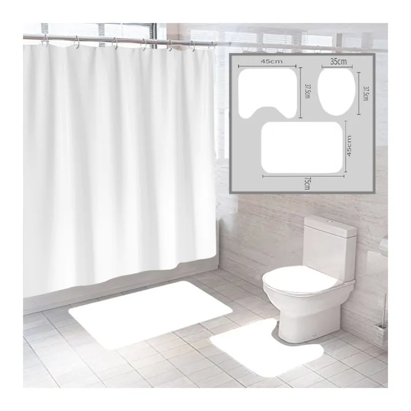 

High Quality Flower Fabric Shower Curtain Waterproof Beautiful Natural Landscape Bath Curtains for Bathroom Toilet Mat Bath Mats