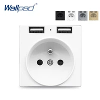 french socket 2 4a double usb eu electric outlet function key for module only 5252mm wallpad