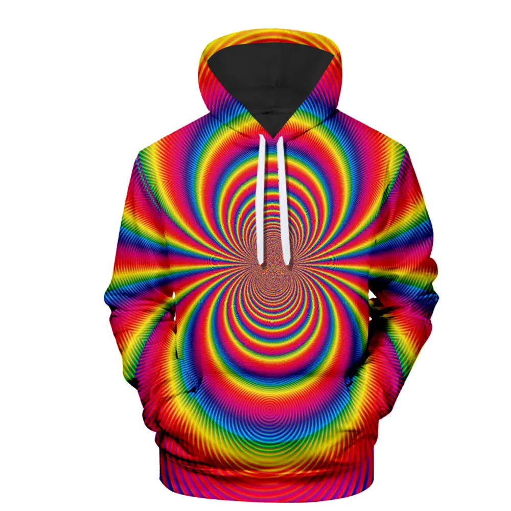 

Men's Color Wave 3D Digital Vertigo Printed Top Casual Hooded Pullover Manufacturer Wholesale