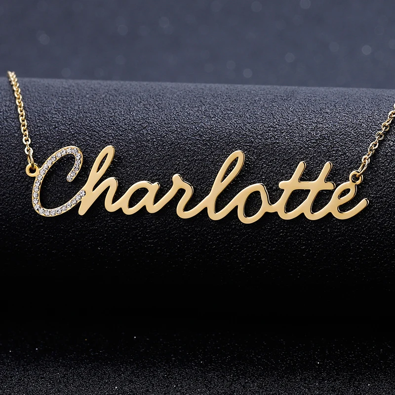 Женское Ожерелье В Стиле Хип хоп с надписью первое письмо в кристалле колье