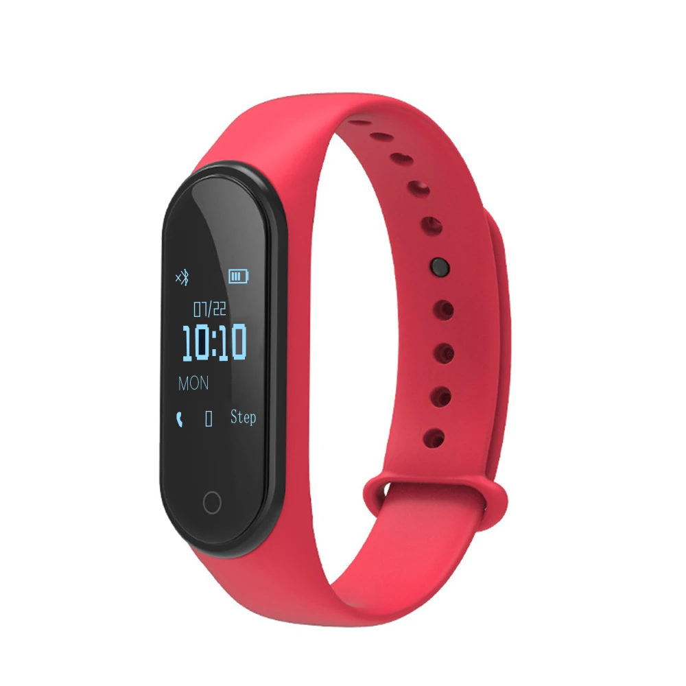 Красный M4 plus смарт-Браслет фитнес-трекер Smartband пульсометр монитор кровяного давления Браслет фитнес-браслет трекер активности - Цвет: Красный