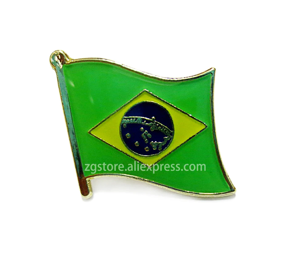

Wholesale Lot of 10 pcs National flag Lapel Pins brooch Badge Emblem Brazil