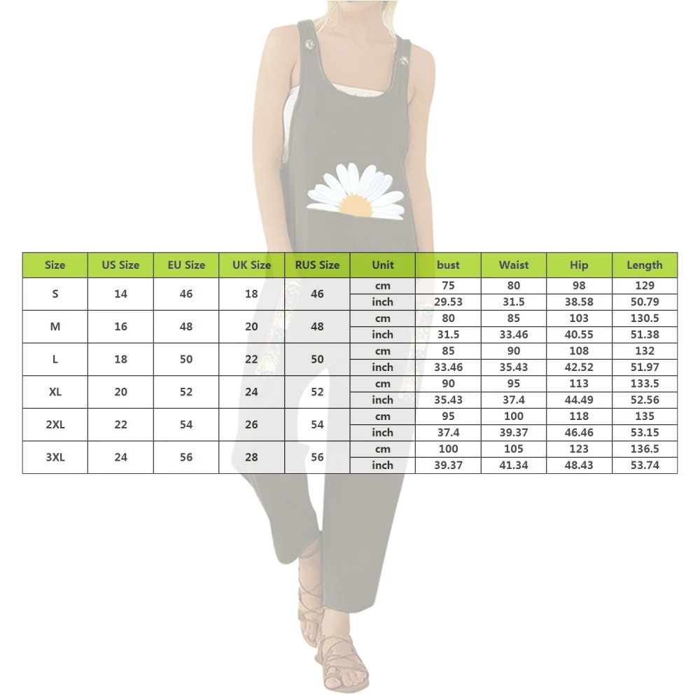 Женский комбинезон с цветочным принтом повседневный карманами в стиле бохо