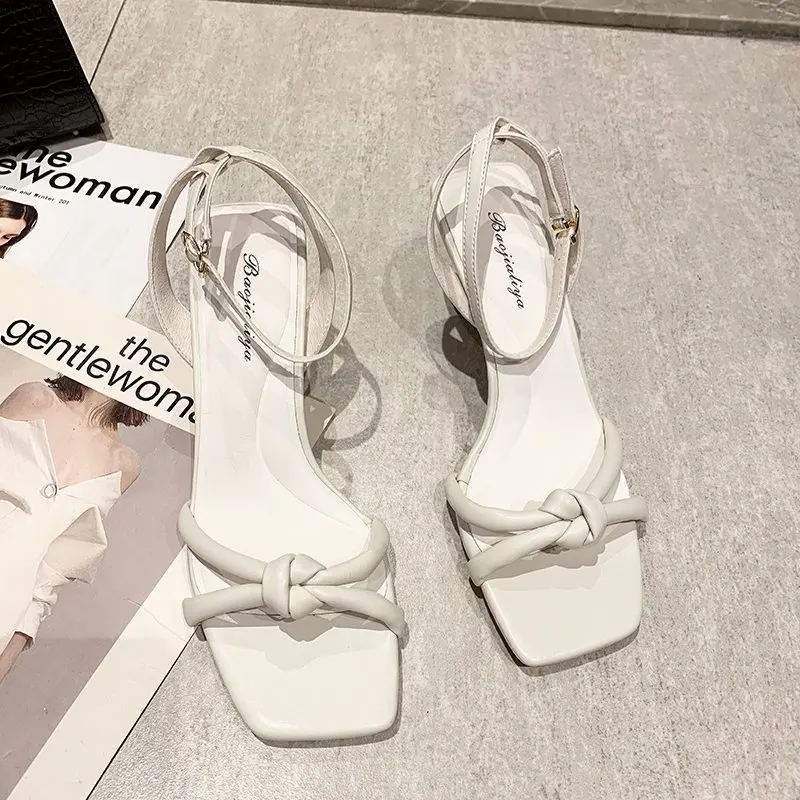 

2021 Sandals Open Toe Black Shoes for Women Clear Heels Breathable Buckle Strap New Peep Beige Stiletto Comfort High Fashion Gir