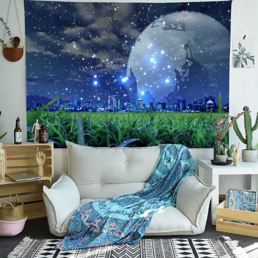 Рождественский гобелен Simsant зимние снежинки снежный поезд искусство настенные