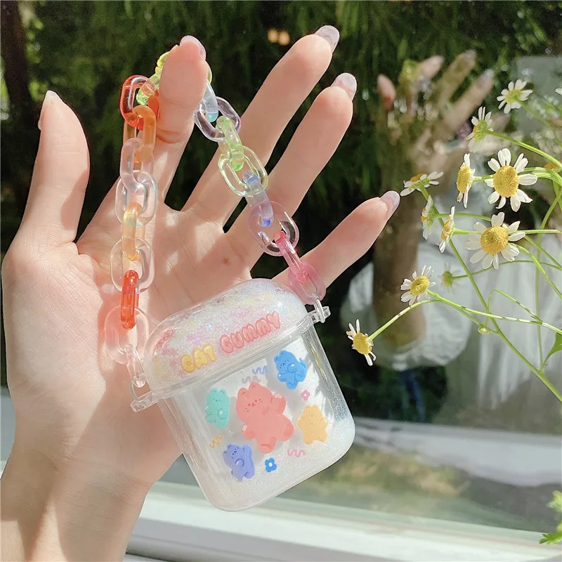 Bracelets Lanyard Chain Strap for Airpods 12 Cover Liquid Quicksand Case Apple Pro Wireless Earphone Chaging Box | Электроника