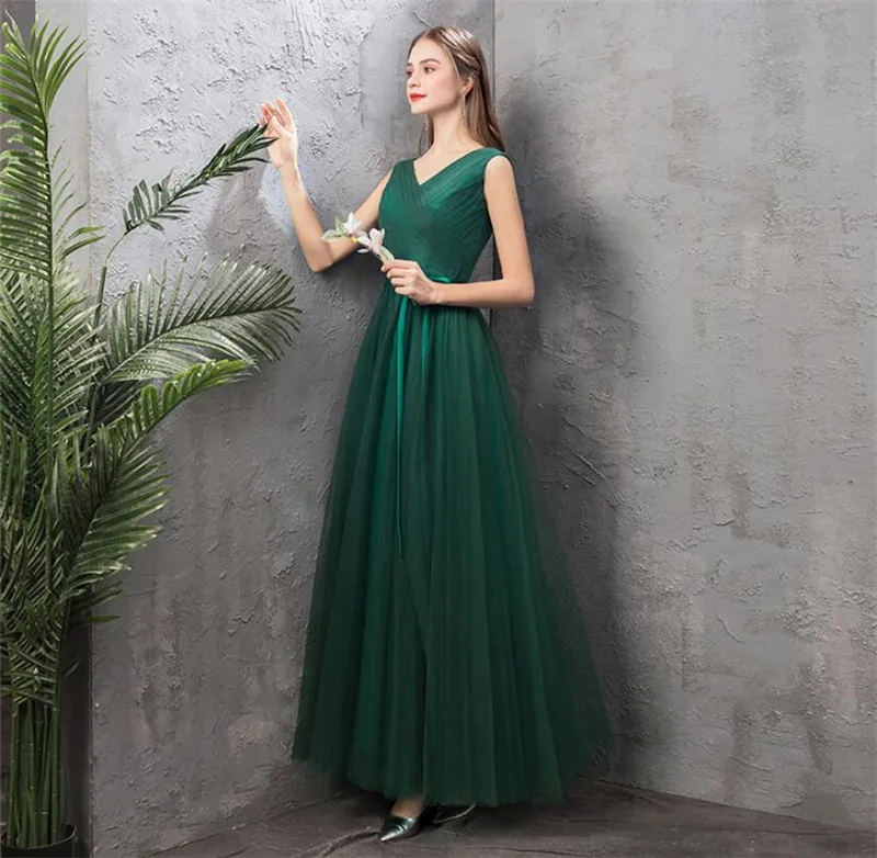 Длинное зеленое платье подружки невесты на заказ для выпускного вечера и свадьбы