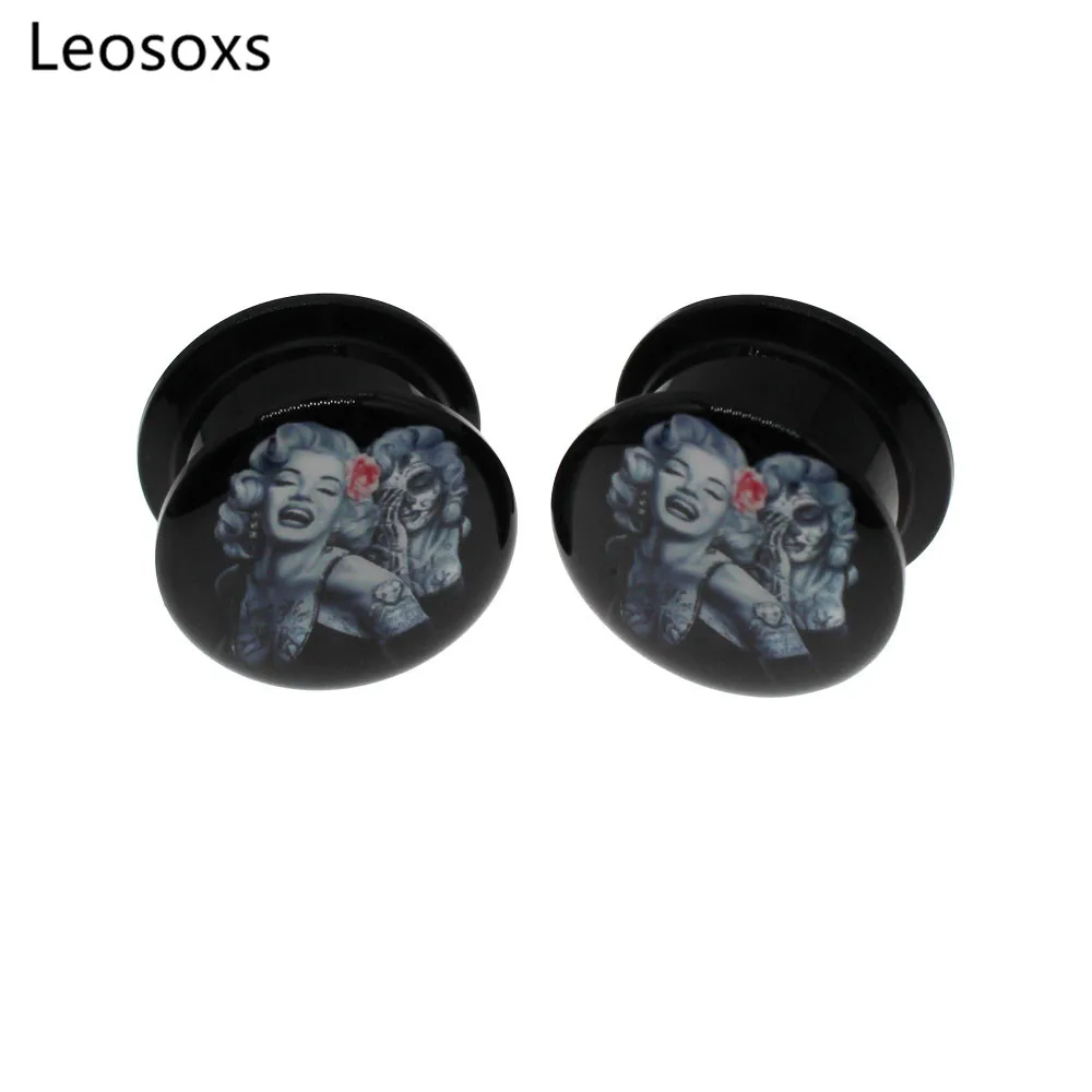 

Leosoxs 2pcs Explosion Style Girl Acrylic Ear Expander Threaded Ear Expander 4mm-25mm Body Exquisite Piercing Jewelry