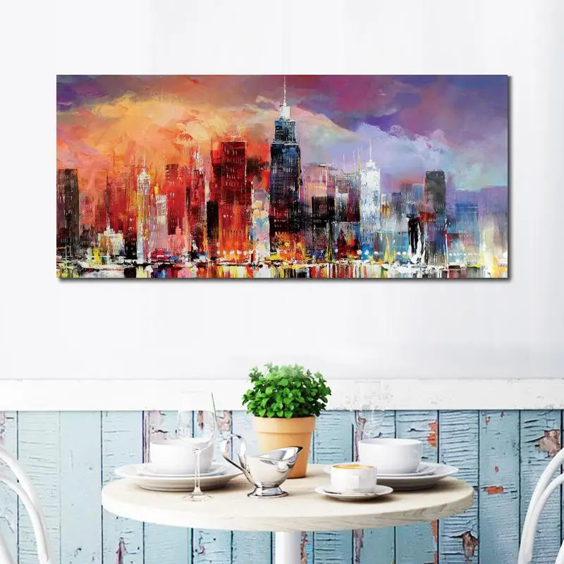 Beste Stad Skyline Canvas Olieverf Willem Haenraets Landschap Schilderijen Reproductie Cityscape Hand Painted Wall Art Woonkamer