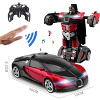 29cm 114 rc car 2 4ghz induction transformation car robot electric deformation music gesture remote control toy car for boy b01