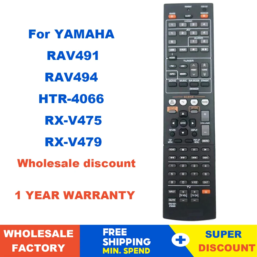 NEW RAV491 ZF30320 Remote Control For YAMAHA RAV494 HTR-4066 RX-V475 AV Receiver Radio RX-V375 ,RAV521 For RXV377 RXV377BL