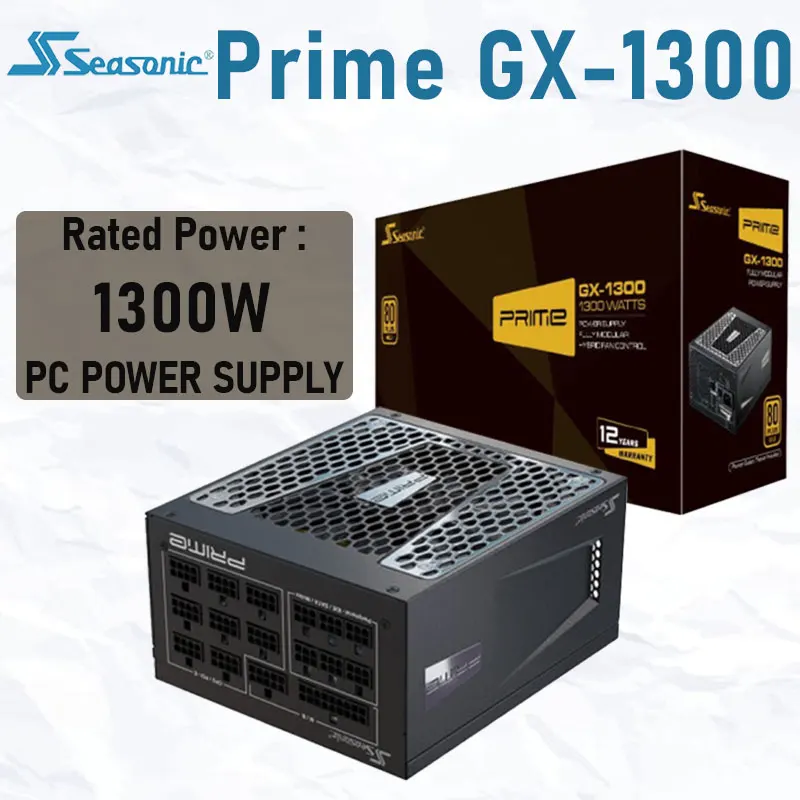 

Seasonic Prime GX-1300 Power Supply Rated 1300W 100-240V PFC 135mm Gaming PC Power Supply For Intel AMD Computer Silver color