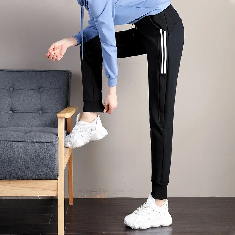 Зимние женские теплые шаровары повседневные в Корейском стиле утепленные