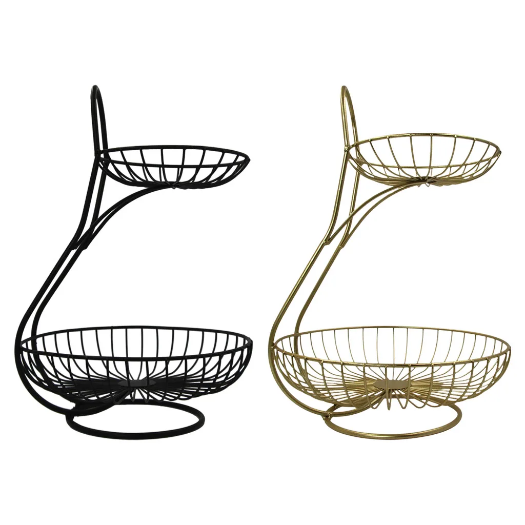 

Металлическая 2-ярусная корзина для фруктов, декоративная столешница, держатель для фруктов, корзины для хранения, Органайзер